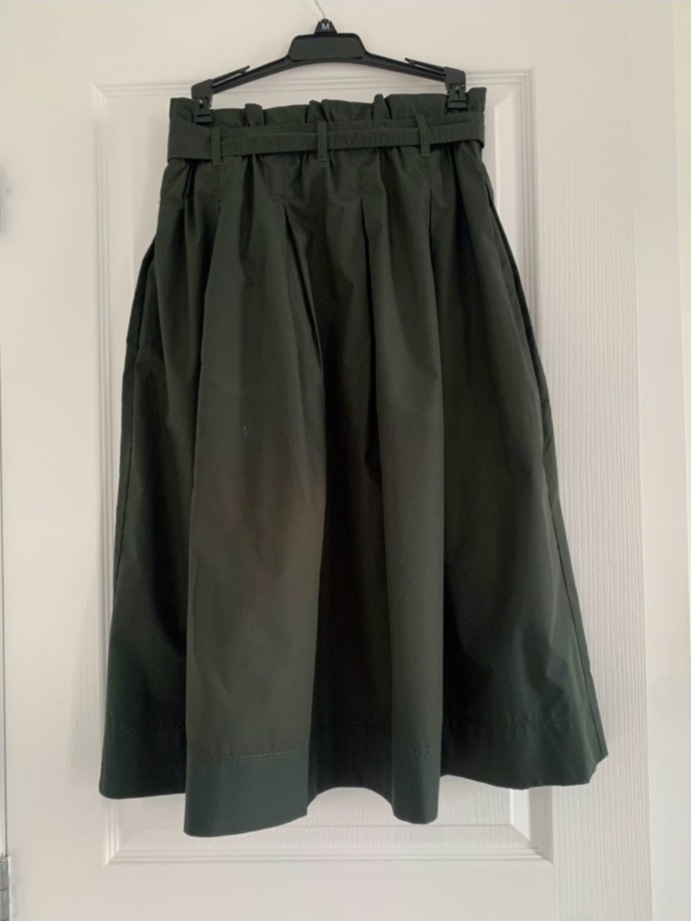 H&M Olive Green Paperbag Midi A-Line Skirt - Picture 3 of 8